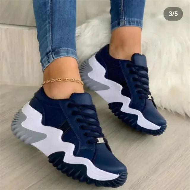 Echoarchiv | Damen Atmungsaktive Vulkanisierte Plateau-Sneaker mit Dickem Boden