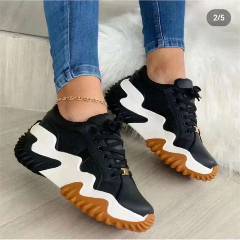 Echoarchiv | Damen Atmungsaktive Vulkanisierte Plateau-Sneaker mit Dickem Boden