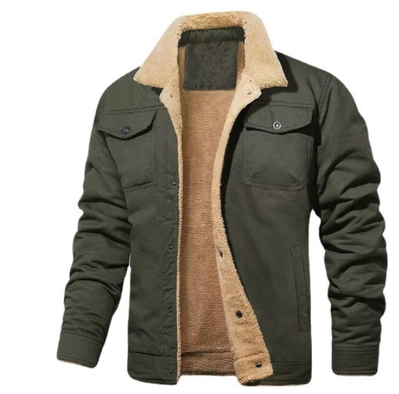 Gefütterte Jacke Für Männer Mit Knopfverschluss Und Taschen – Taviero