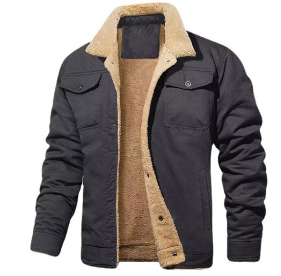 Gefütterte Jacke Für Männer Mit Knopfverschluss Und Taschen – Taviero