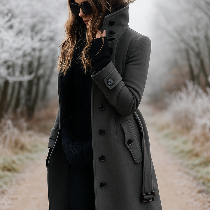Echoarchiv | Elegante zweireihige Jacke mit hohem Kragen