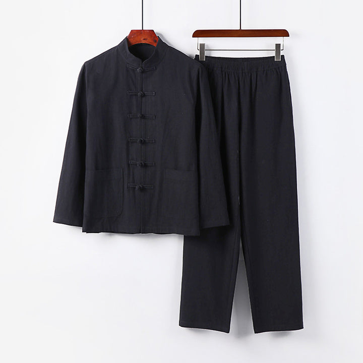 Herren Zweiteiliges Leinen-Baumwoll Loungewear-Set Echoarchiv