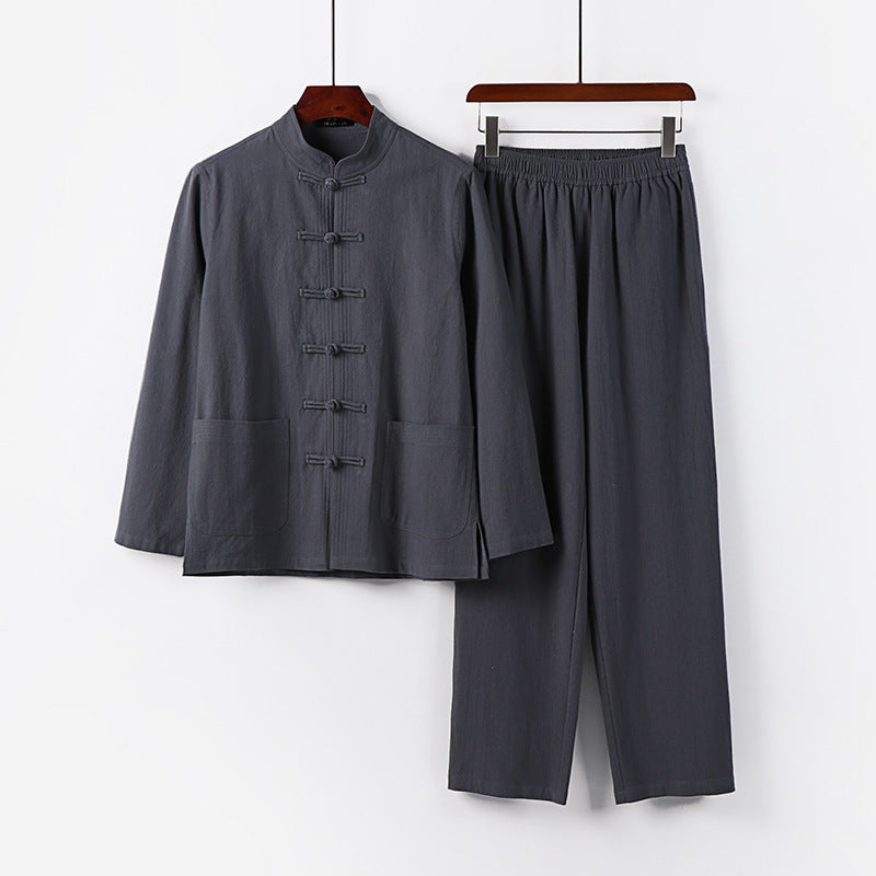 Herren Zweiteiliges Leinen-Baumwoll Loungewear-Set Echoarchiv