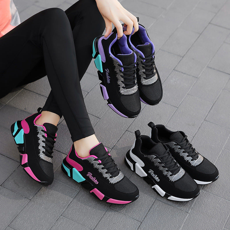 Damen nan sportlicher Plateau-Sneaker mit stoßdämpfender Blocksohle, gepolstertem Komfortfußbett und Mesh-Einsätzen Echo Archiv