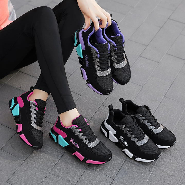 Damen nan sportlicher Plateau-Sneaker mit stoßdämpfender Blocksohle, gepolstertem Komfortfußbett und Mesh-Einsätzen Echo Archiv