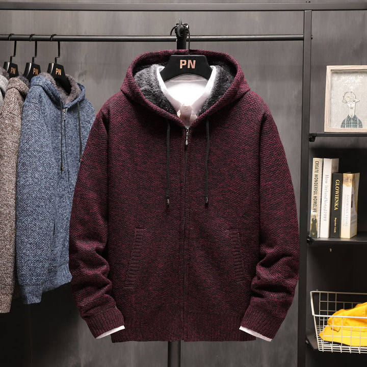 Herren kuschelige Fleecejacke mit Kapuze und praktischen Taschen Echoarchiv