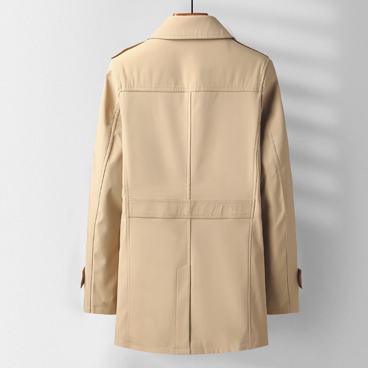Herren Midilanger Funktions-Trenchcoat mit Schulterklappen, Pattentaschen und kariert gefütterter Innenblende Echo Archiv
