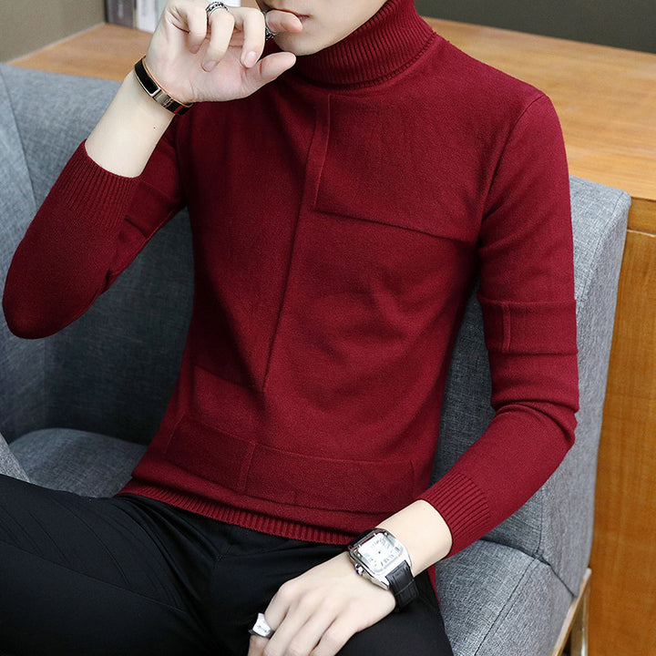 Herren nan feiner Rollkragenpullover aus Feinstrick mit geometrischer Struktur und schmaler Passform Echo Archiv