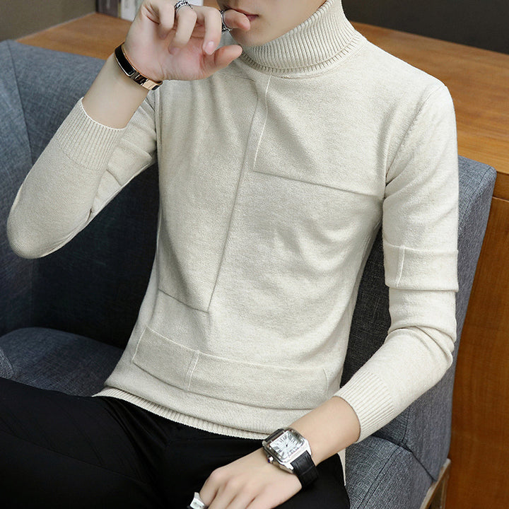 Herren nan feiner Rollkragenpullover aus Feinstrick mit geometrischer Struktur und schmaler Passform Echo Archiv