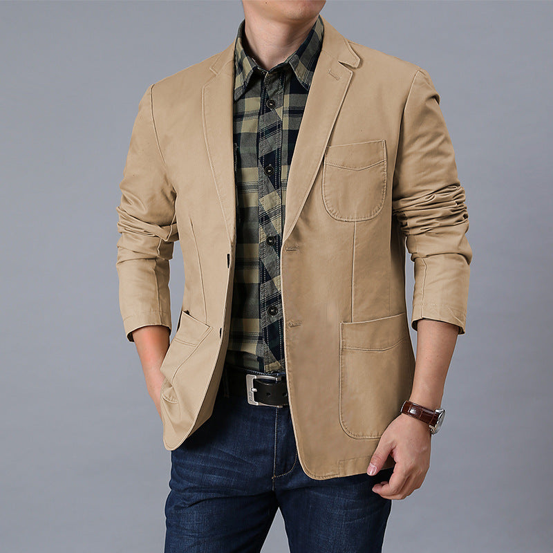 Herren legerer Baumwollblazer mit aufgesetzten Taschen und klassischem Knopfverschluss Echo Archiv