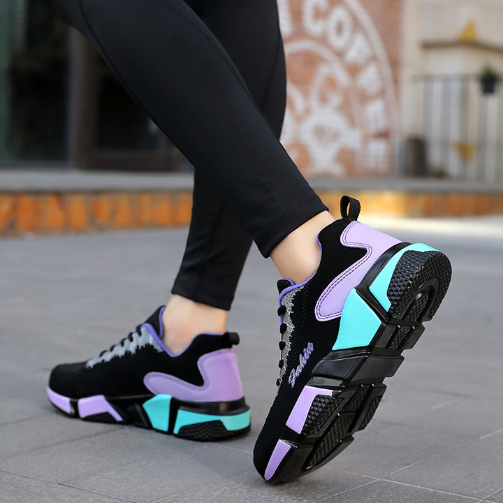 Damen nan sportlicher Plateau-Sneaker mit stoßdämpfender Blocksohle, gepolstertem Komfortfußbett und Mesh-Einsätzen Echo Archiv