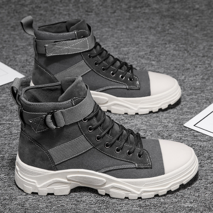 Motorradstiefel Hoher Schaft Verstellbarer Riemen Robuste Gummisohle – Tavélo
