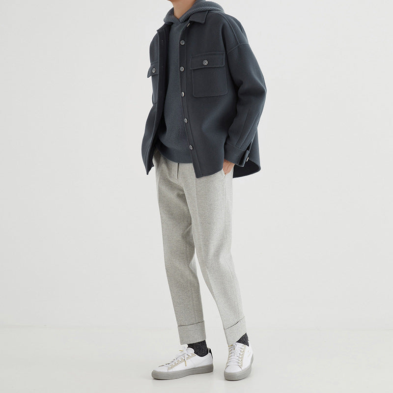 Herren Overshirt aus Wollmix mit überschnittener Schulter und aufgesetzten Brusttaschen Echoarchiv