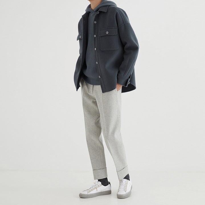 Herren Overshirt aus Wollmix mit überschnittener Schulter und aufgesetzten Brusttaschen Echoarchiv
