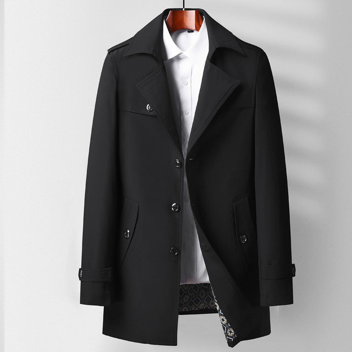 Herren Midilanger Funktions-Trenchcoat mit Schulterklappen, Pattentaschen und kariert gefütterter Innenblende Echo Archiv