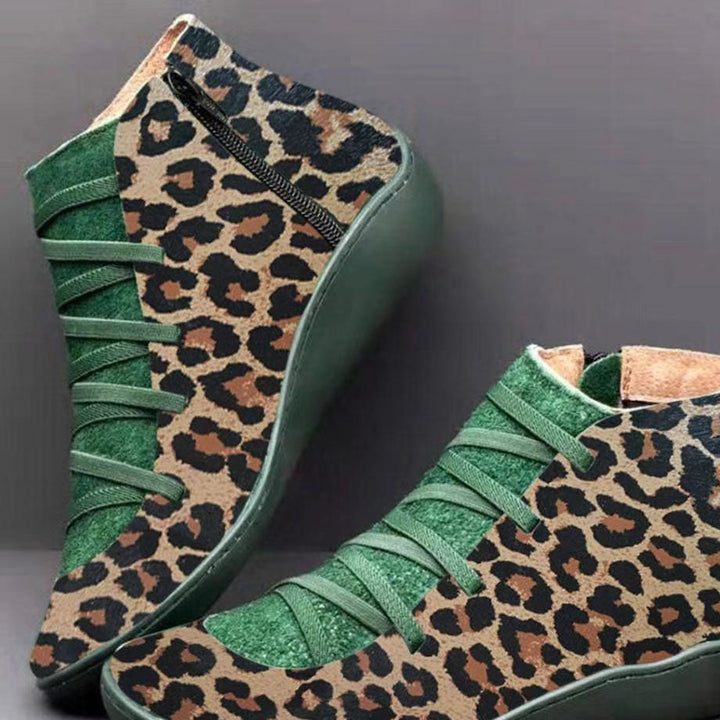 Damen nan knöchelhoher Softleder-Sneakerboot mit seitlichem Reißverschluss elastischer Zierschnürung und ergonomischer Komfortsohle Echo Archiv