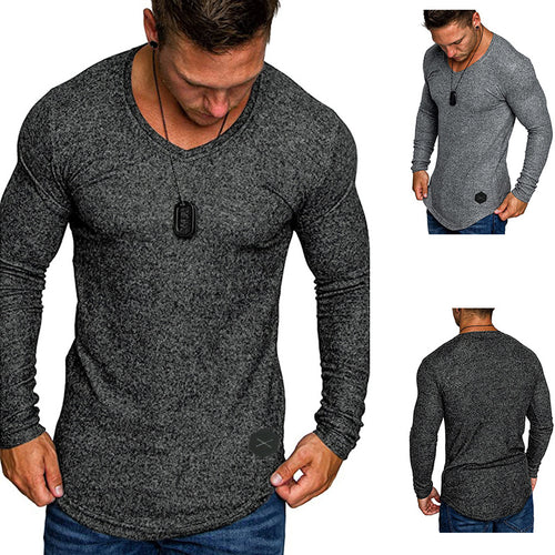 Herren Langarmshirt mit modernem V-Ausschnitt und komfortabler Passform Echoarchiv