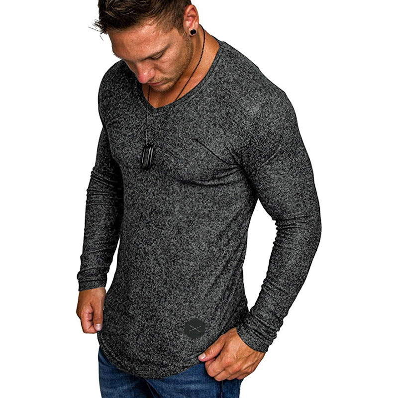 Herren Langarmshirt mit modernem V-Ausschnitt und körperbetonter Passform Echoarchiv