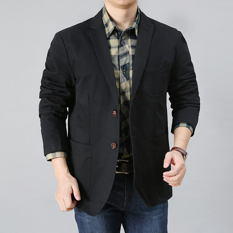 Herren legerer Baumwollblazer mit aufgesetzten Taschen und klassischem Knopfverschluss Echo Archiv