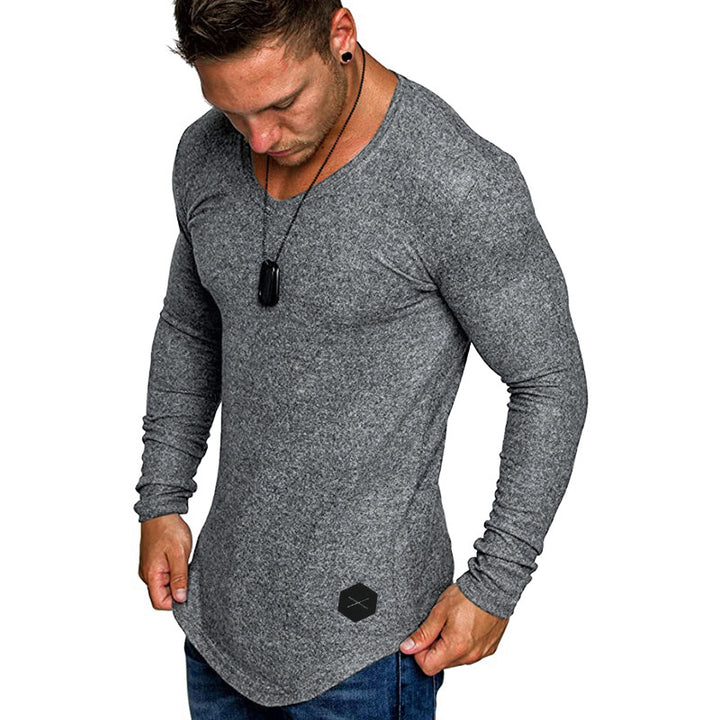 Herren Langarmshirt mit modernem V-Ausschnitt und komfortabler Passform Echoarchiv
