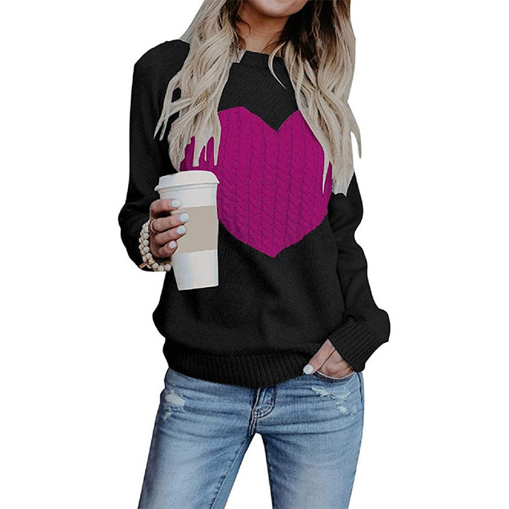 Damen Strickpullover mit Herzapplikation, Rippbündchen und legerer Passform Echo Archiv