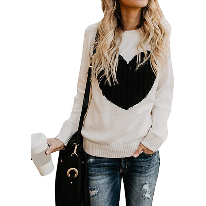 Damen Strickpullover mit Herzapplikation, Rippbündchen und legerer Passform Echo Archiv