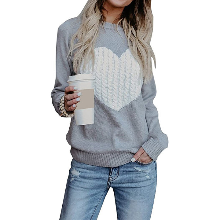 Damen Strickpullover mit Herzapplikation, Rippbündchen und legerer Passform Echo Archiv