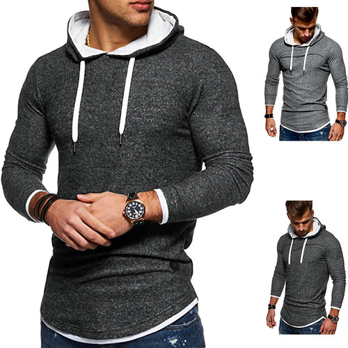 Herren Sweatshirt mit innovativem Layering-Design und kontrastierender Kapuze Echoarchiv