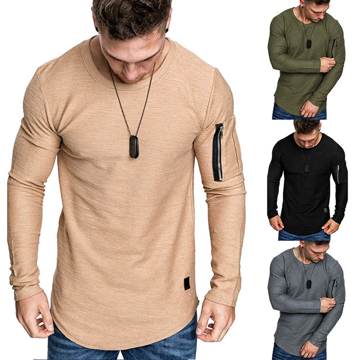 Herren lässiges Langarmshirt mit strapazierfähigem Reißverschluss und modernem Schnitt Echoarchiv