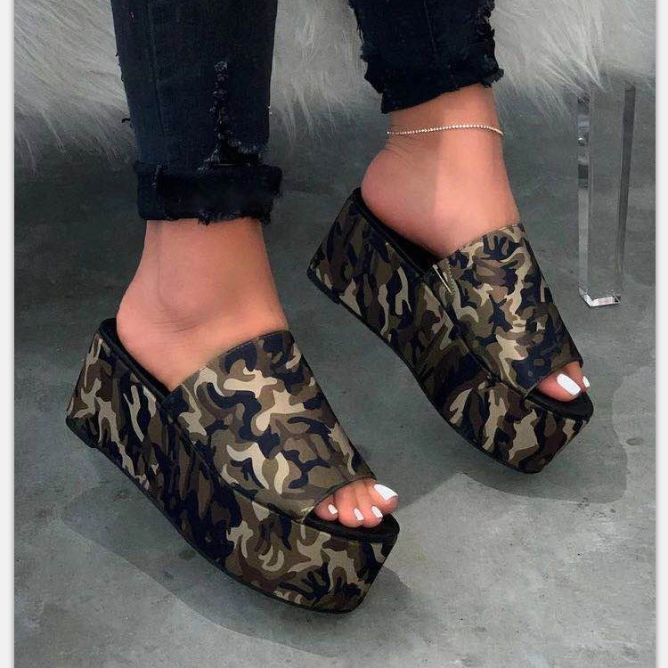 Damen nan Plateau-Mule mit Leopardenprint, offener Zehenpartie und gepolstertem Komfortfußbett Echo Archiv