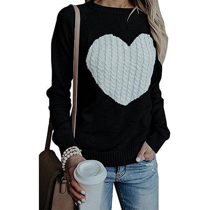 Damen Strickpullover mit Herzapplikation, Rippbündchen und legerer Passform Echo Archiv