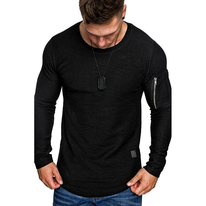 Herren Langärmeliges Struktur-Longsleeve mit Reißverschlusstasche am Oberarm Echo Archiv