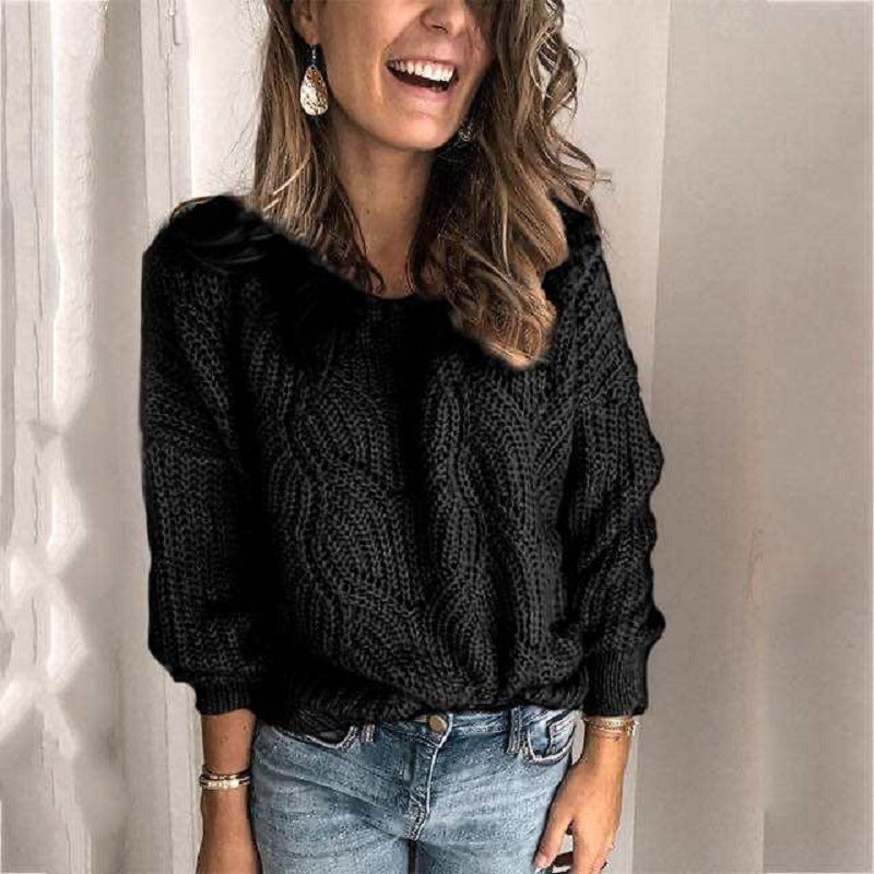 Damen Oversize Ajour-Grobstrickpullover mit U-Boot-Ausschnitt und Zopfmuster Echo Archiv