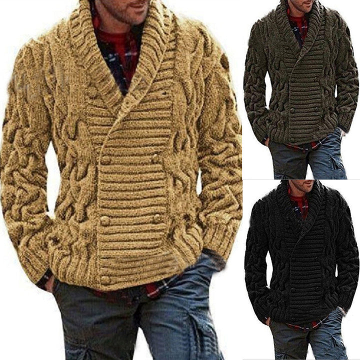 Herren Grobstrick-Cardigan mit Schalkragen und Zopfmuster Echo Archiv