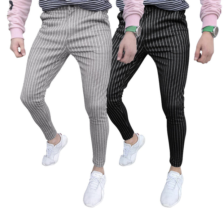 Herren stylische und bequeme Slim-Fit Hose mit gestreiftem Design Echoarchiv