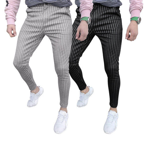 Herren stylische und bequeme Slim-Fit Hose mit gestreiftem Design Echoarchiv