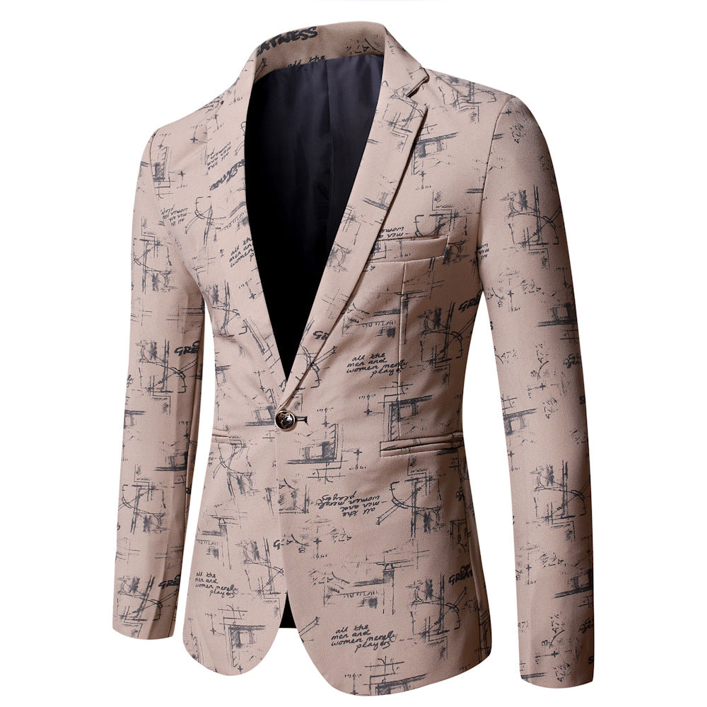 Herren eleganter Blazer mit kreativem Druckdesign Echoarchiv
