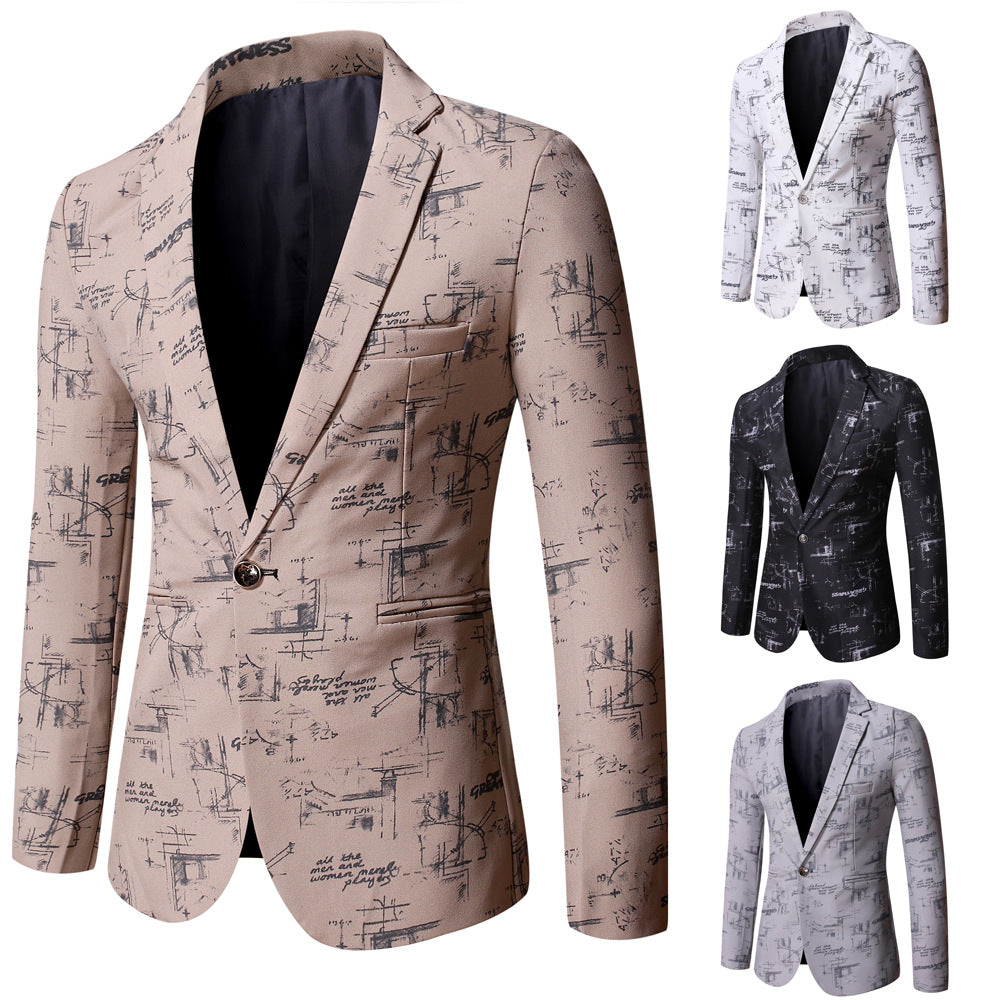 Herren eleganter Blazer mit kreativem Druckdesign Echoarchiv
