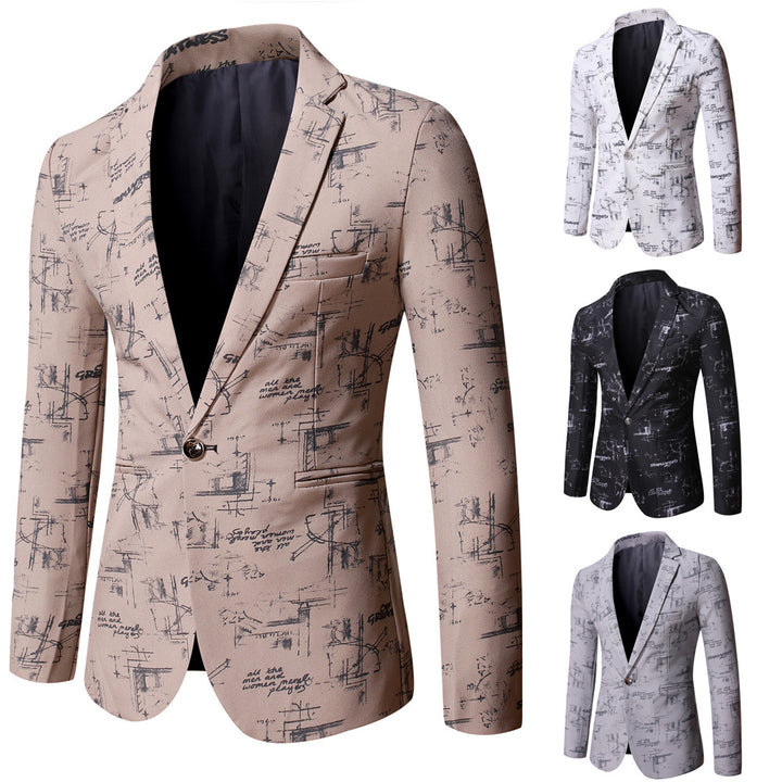 Herren eleganter Blazer mit kreativem Druckdesign Echoarchiv