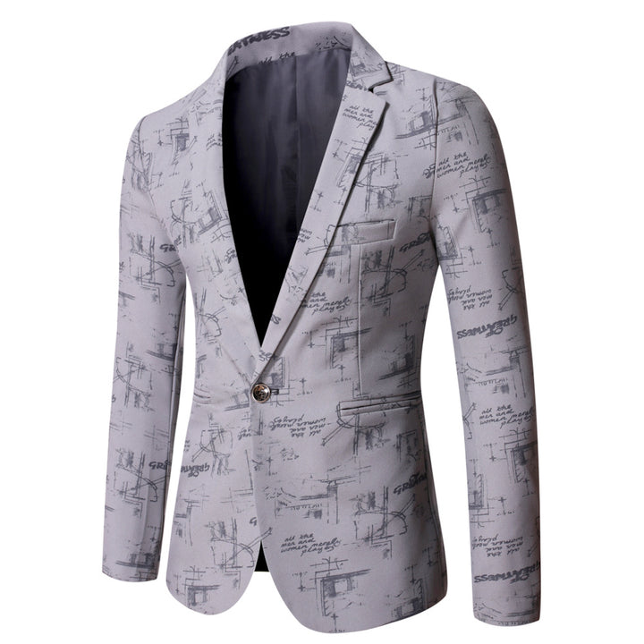 Herren eleganter Blazer mit kreativem Druckdesign Echoarchiv