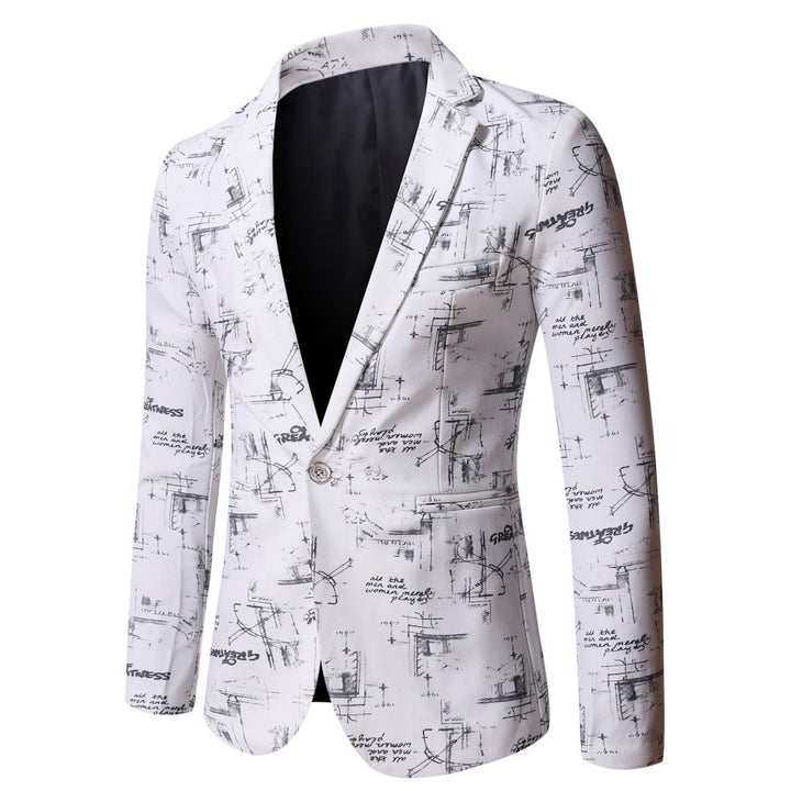 Herren eleganter Blazer mit kreativem Druckdesign Echoarchiv