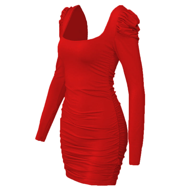 Damen Raffiniertes Mini-Kleid mit Raffung und Ballonärmeln Echo Archiv