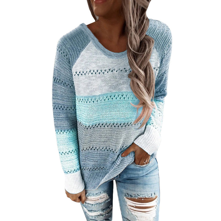 Damen Lässiger Strickpullover mit Ajour‑Muster, Colourblock‑Einsätzen und lockerer Passform Echoarchiv