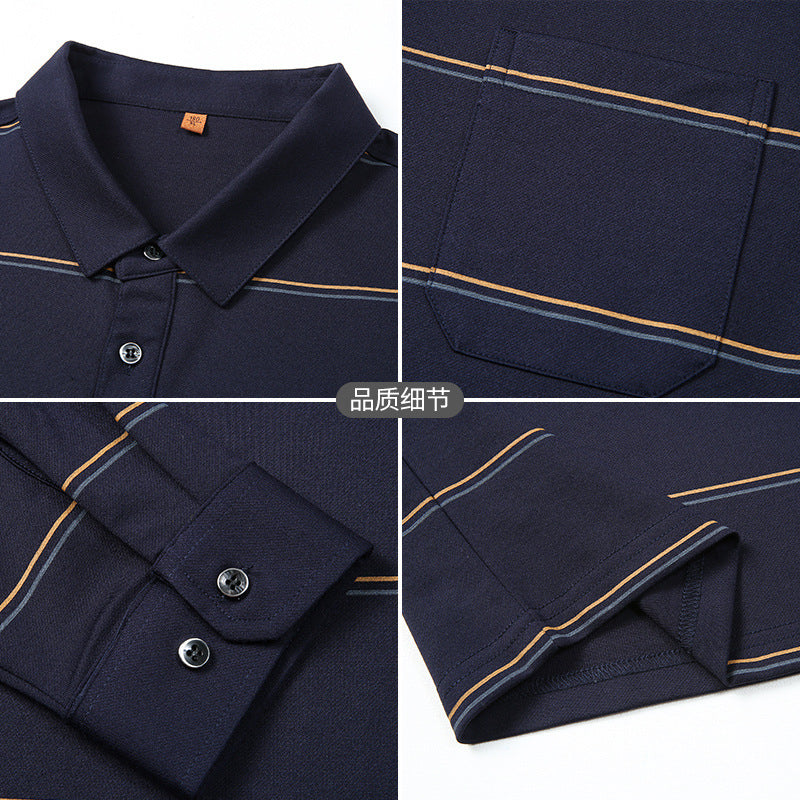 Herren Langärmeliges Poloshirt mit Brusttasche und feinem Streifenmuster Echo Archiv