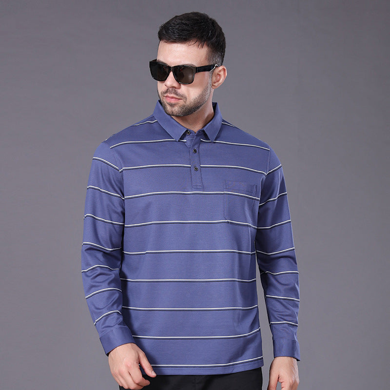 Herren Langärmeliges Poloshirt mit Brusttasche und feinem Streifenmuster Echo Archiv