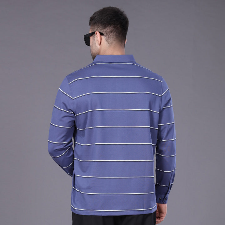 Herren Langärmeliges Poloshirt mit Brusttasche und feinem Streifenmuster Echo Archiv