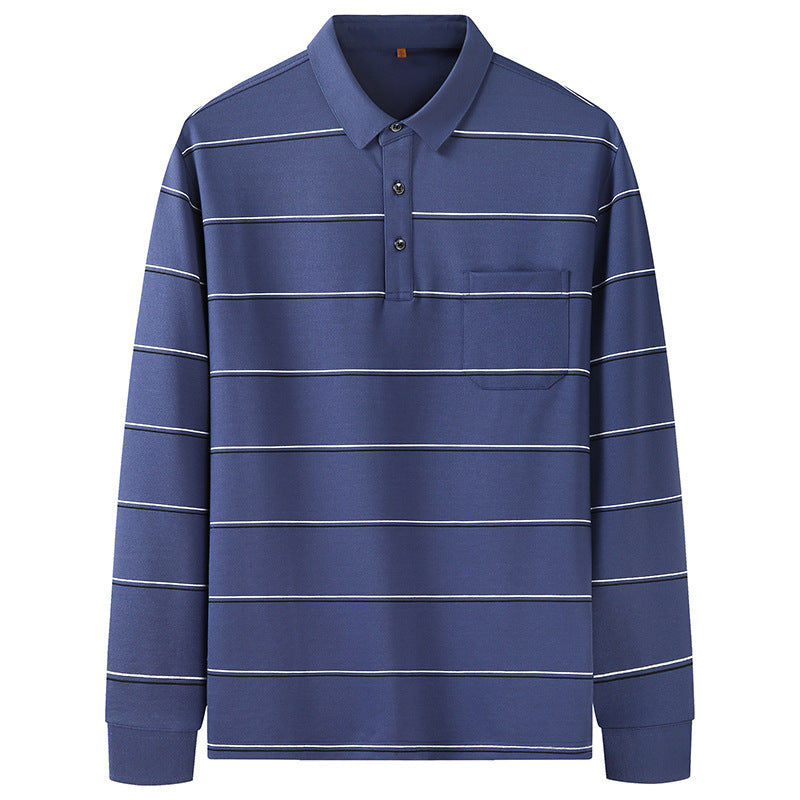 Herren Langärmeliges Poloshirt mit Brusttasche und feinem Streifenmuster Echo Archiv
