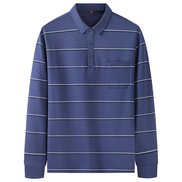 Herren Langärmeliges Poloshirt mit Brusttasche und feinem Streifenmuster Echo Archiv