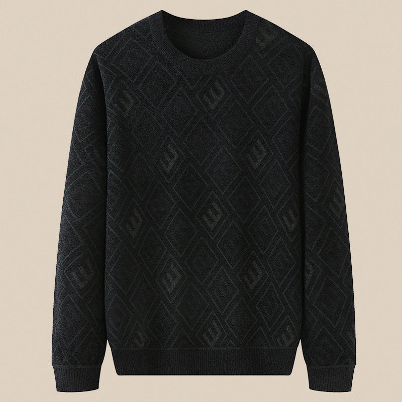 Herren Rauten-Jacquard Rundhalspullover aus feinem Strick Echoarchiv