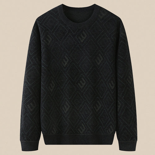 Herren Rauten-Jacquard Rundhalspullover aus feinem Strick Echoarchiv